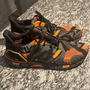 Adidas Men's Black and Orange Sneakers